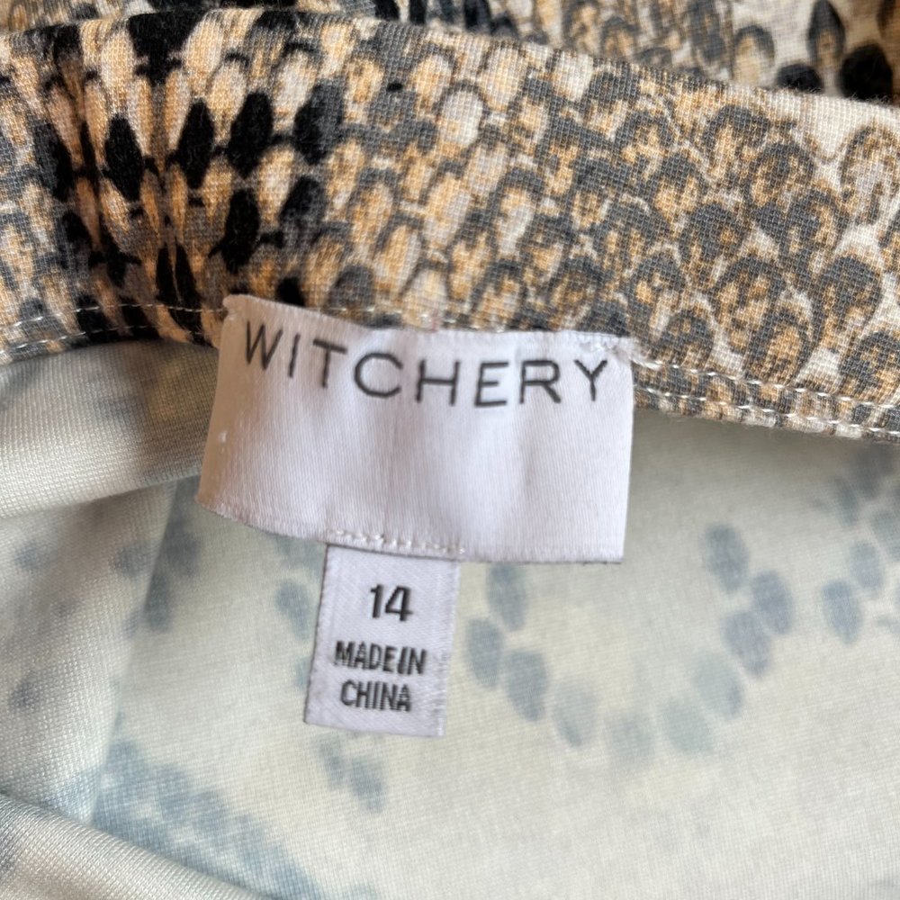 Witchery Ladies Cream & Black Snake Skin Print Stretch Midi Pencil Skirt Size 14 - Picture 11 of 12